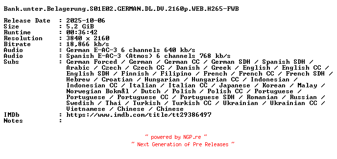 NFO for the release Bank.unter.Belagerung.S01E02.GERMAN.DL.DV.2160p.WEB.H265-FWB by FWB
