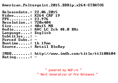 NFO for the release American.Poltergeist.2015.BDRip.x264-STRATOS by STRATOS