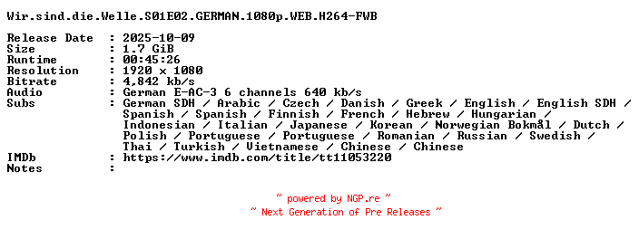 NFO for the release Wir.sind.die.Welle.S01E02.GERMAN.1080p.WEB.H264-FWB by FWB