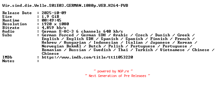 NFO for the release Wir.sind.die.Welle.S01E03.GERMAN.1080p.WEB.H264-FWB by FWB
