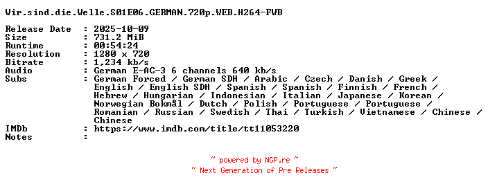 NFO for the release Wir.sind.die.Welle.S01E06.GERMAN.720p.WEB.H264-FWB by FWB