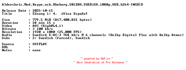 NFO for the release Alderskris.Med.Keyyo.och.Rheborg.S01E04.SWEDiSH.1080p.WEB.h264-INGRID by INGRID