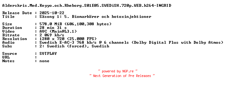 NFO for the release Alderskris.Med.Keyyo.och.Rheborg.S01E05.SWEDiSH.720p.WEB.h264-INGRID by INGRID