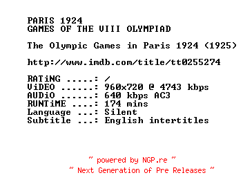 NFO for the release The.Olympic.Games.in.Paris.1924.1925.720p.BluRay.x264-SUMMERX by SUMMERX