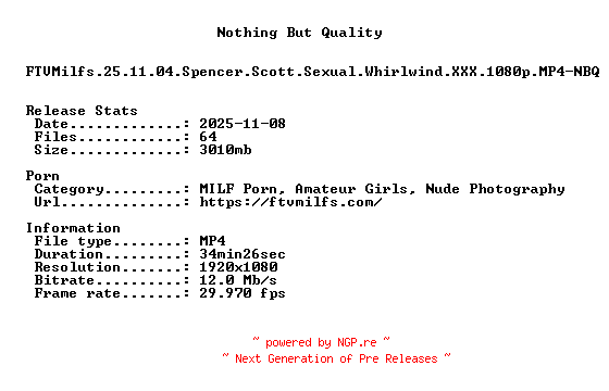 NFO for the release FTVMilfs.25.11.04.Spencer.Scott.Sexual.Whirlwind.XXX.1080p.MP4-NBQ by NBQ