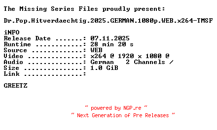 NFO for the release Dr.Pop.Hitverdaechtig.2025.GERMAN.1080p.WEB.x264-TMSF by TMSF