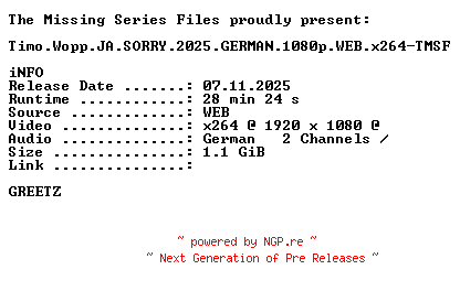 NFO for the release Timo.Wopp.JA.SORRY.2025.GERMAN.1080p.WEB.x264-TMSF by TMSF