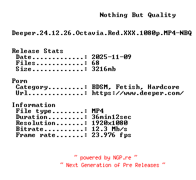 NFO for the release Deeper.24.12.26.Octavia.Red.XXX.1080p.MP4-NBQ by NBQ