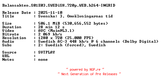 NFO for the release Balansakten.S01E03.SWEDiSH.720p.WEB.h264-INGRID by INGRID