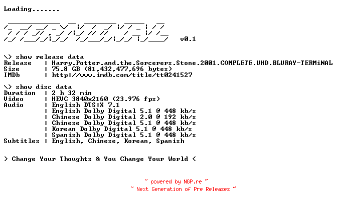 NFO for the release Harry.Potter.and.the.Sorcerers.Stone.2001.COMPLETE.UHD.BLURAY-TERMiNAL by TERMiNAL