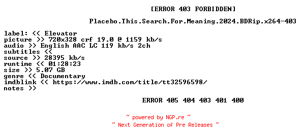 NFO for the release Placebo.This.Search.For.Meaning.2024.BDRip.x264-403 by 403