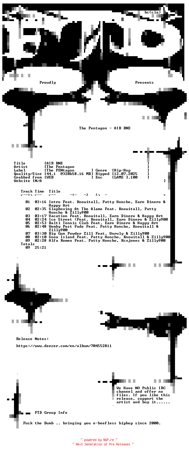 NFO for the release The_Pentagon-AIR_BNE-WEB-2025-FTD by FTD