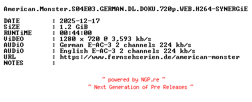 NFO for the release American.Monster.S04E03.GERMAN.DL.DOKU.720p.WEB.H264-SYNERGiE by SYNERGiE