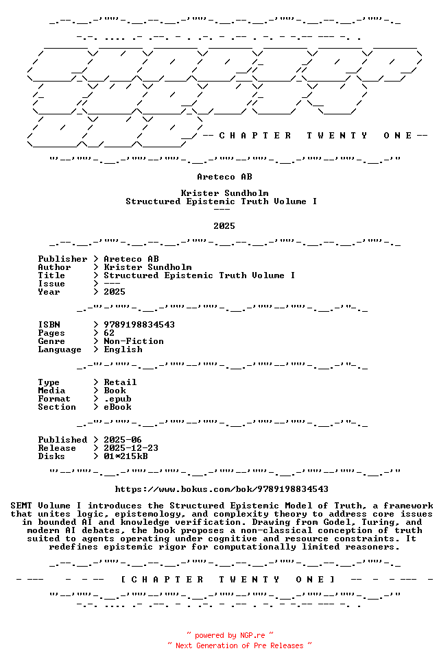 NFO for the release Krister.Sundholm.-.Structured.Epistemic.Truth.Volume.I.2025.RETAIL.EPUB.eBook-CTO by CTO