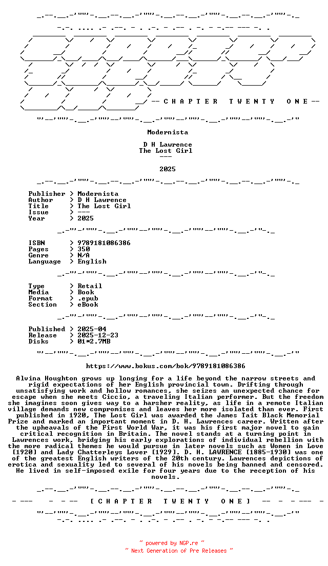 NFO for the release D.H.Lawrence.-.The.Lost.Girl.2025.RETAIL.EPUB.eBook-CTO by CTO