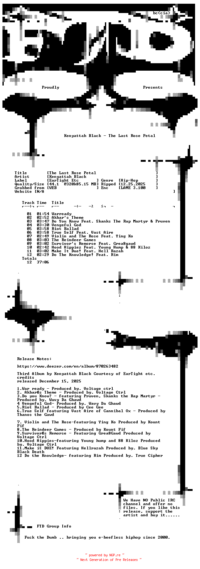 NFO for the release Kenyattah_Black-The_Last_Rose_Petal-WEB-2025-FTD by FTD