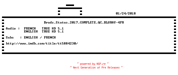 NFO for the release Brads.Status.2017.COMPLETE.QC.BLURAY-4FR by 4FR