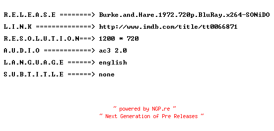 NFO for the release Burke.and.Hare.1972.720p.BluRay.x264-SONiDO by SONiDO