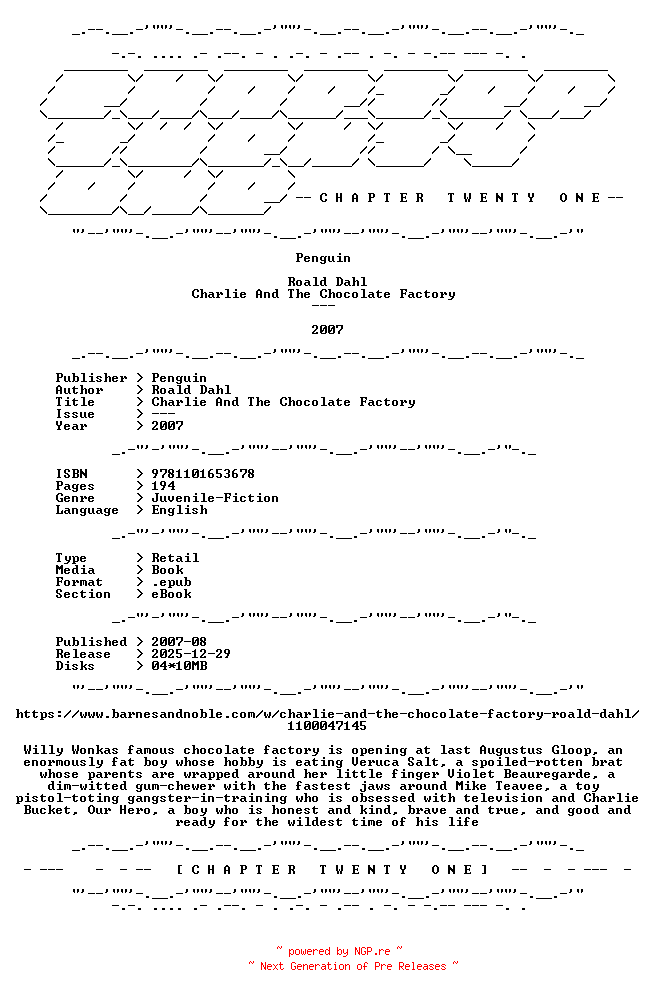NFO for the release Roald.Dahl.-.Charlie.And.The.Chocolate.Factory.2007.RETAIL.EPUB.eBook-CTO by CTO