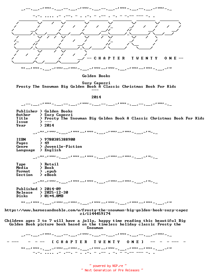 NFO for the release Suzy.Capozzi.-.Frosty.The.Snowman.Big.Golden.Book.A.Classic.Christmas.Book.For.Kids.2014.RETAIL.EPUB.eBook-CTO by CTO