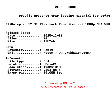 NFO for the release ATKHairy.25.12.31.Flashback.Favorites.XXX.1080p.MP4-WRB by WRB