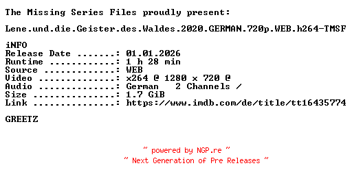 NFO for the release Lene.und.die.Geister.des.Waldes.2020.GERMAN.720p.WEB.h264-TMSF by TMSF