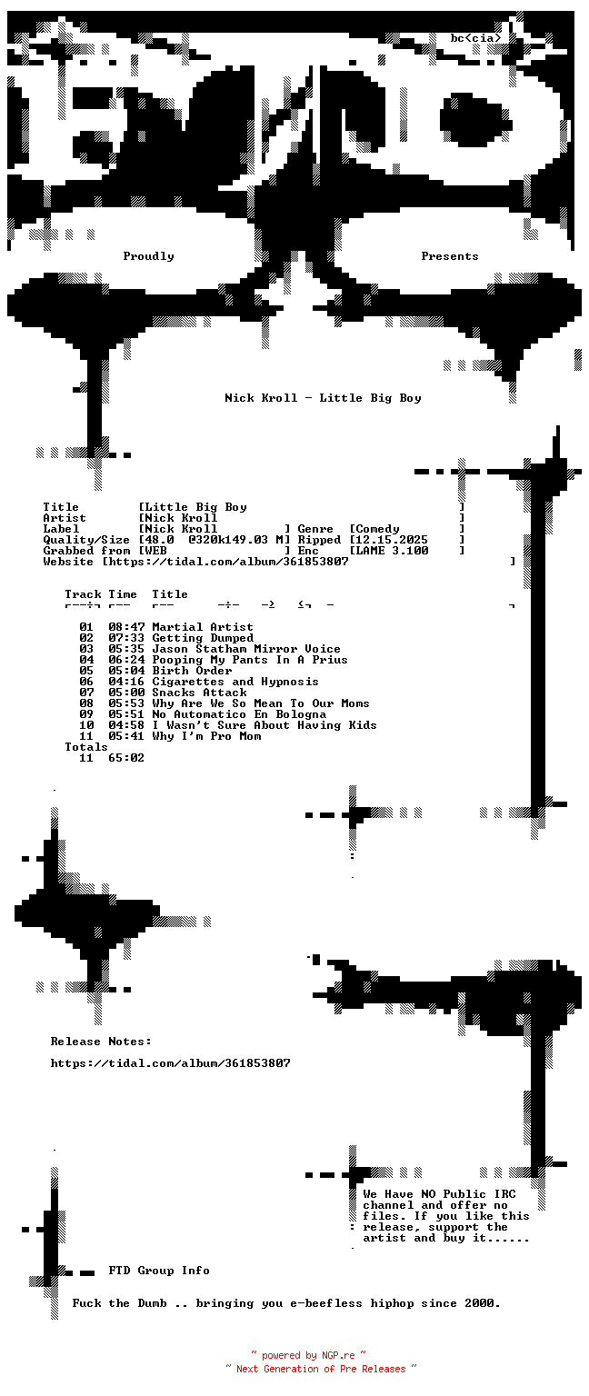 NFO for the release Nick_Kroll-Little_Big_Boy-WEB-2022-FTD by FTD