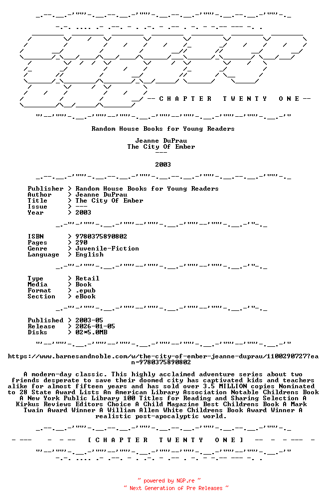 NFO for the release Jeanne.DuPrau.-.The.City.Of.Ember.2003.RETAIL.EPUB.eBook-CTO by CTO