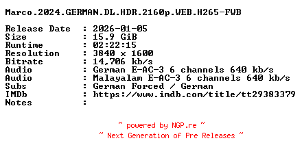 NFO for the release Marco.2024.GERMAN.DL.HDR.2160p.WEB.H265-FWB by FWB