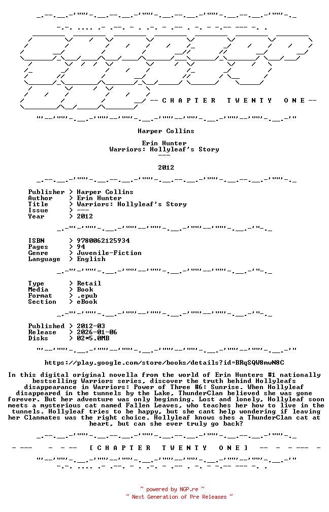 NFO for the release Erin.Hunter.-.Warriors.Hollyleafs.Story.2012.RETAIL.EPUB.eBook-CTO by CTO