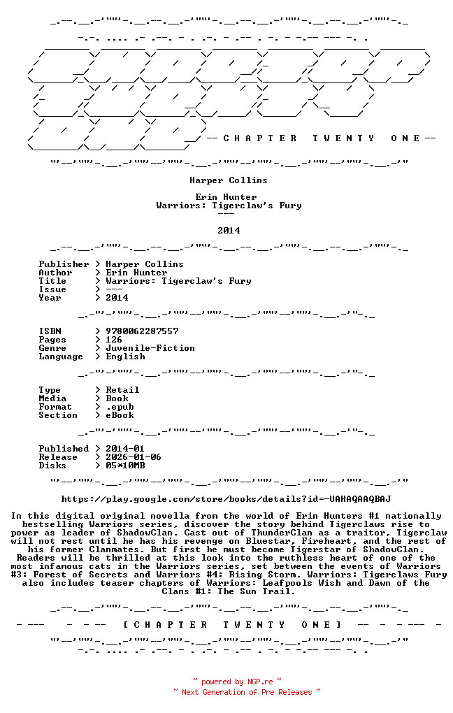 NFO for the release Erin.Hunter.-.Warriors.Tigerclaws.Fury.2014.RETAIL.EPUB.eBook-CTO by CTO