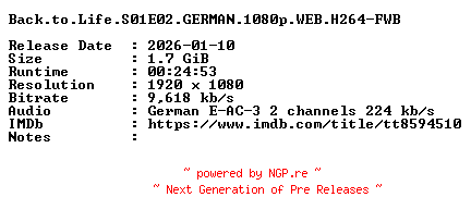 NFO for the release Back.to.Life.S01E02.GERMAN.1080p.WEB.H264-FWB by FWB