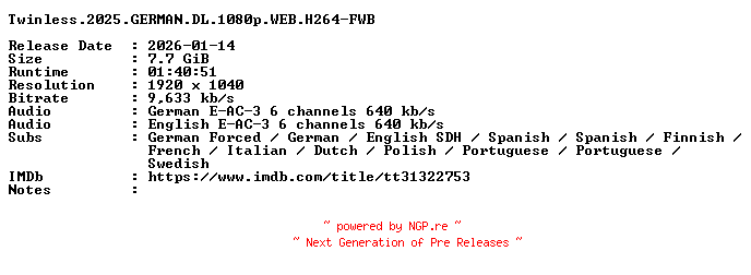 NFO for the release Twinless.2025.GERMAN.DL.1080p.WEB.H264-FWB by FWB