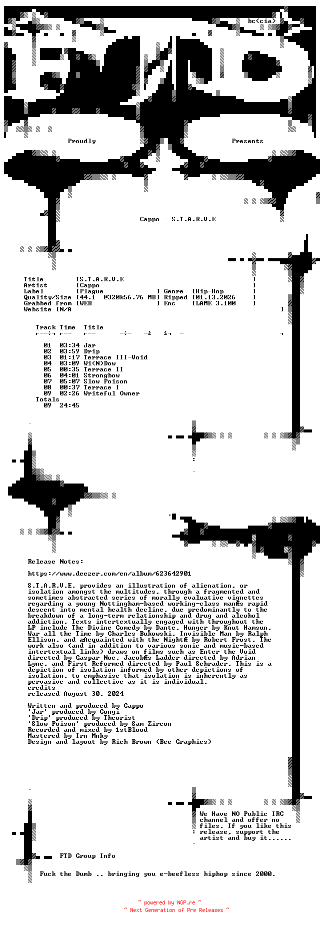 NFO for the release Cappo-S.T.A.R.V.E-WEB-2024-FTD by FTD