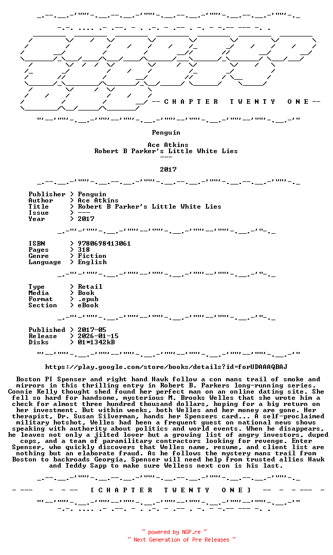 NFO for the release Ace.Atkins.-.Robert.B.Parkers.Little.White.Lies.2017.RETAIL.EPUB.eBook-CTO by CTO