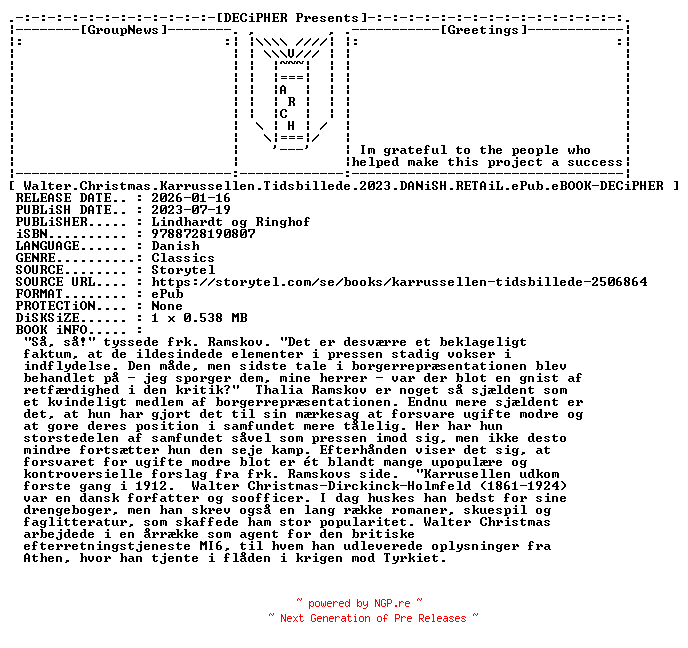 NFO for the release Walter.Christmas.Karrussellen.Tidsbillede.2023.DANiSH.RETAiL.ePub.eBOOK-DECiPHER by DECiPHER