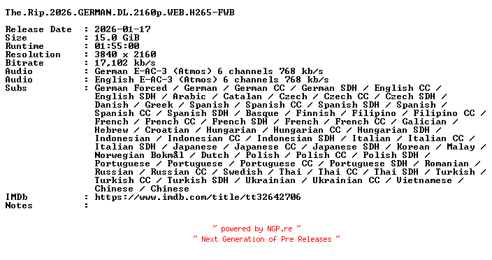 NFO for the release The.Rip.2026.GERMAN.DL.2160p.WEB.H265-FWB by FWB