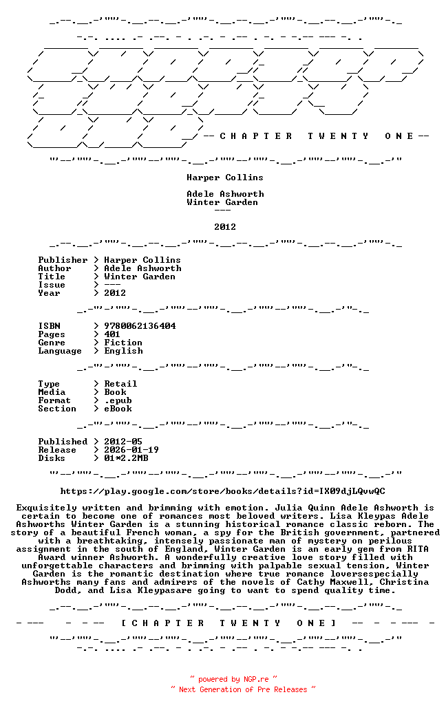 NFO for the release Adele.Ashworth.-.Winter.Garden.2012.RETAIL.EPUB.eBook-CTO by CTO