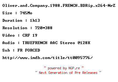 NFO for the release Oliver.and.Company.1988.FRENCH.BDRip.x264-NrZ by NrZ