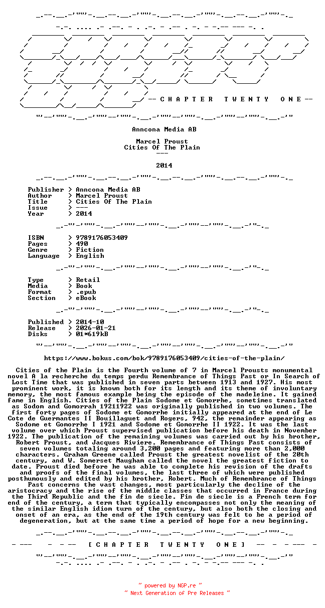 NFO for the release Marcel.Proust.-.Cities.Of.The.Plain.2014.RETAIL.EPUB.eBook-CTO by CTO