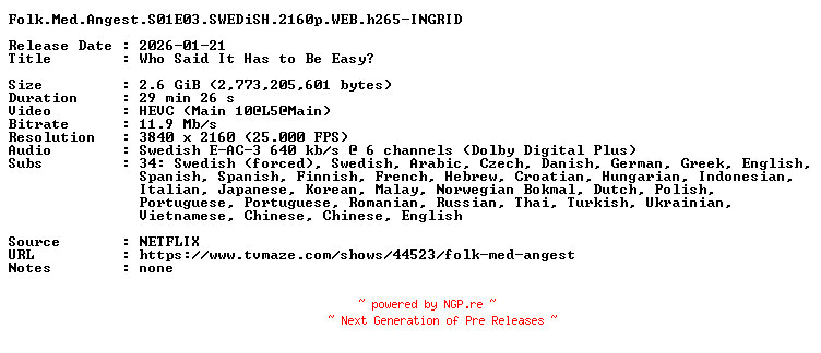 NFO for the release Folk.Med.Angest.S01E03.SWEDiSH.2160p.WEB.h265-INGRID by INGRID
