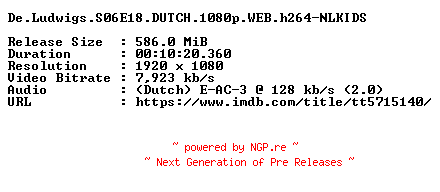 NFO for the release De.Ludwigs.S06E18.DUTCH.1080p.WEB.h264-NLKIDS by NLKIDS