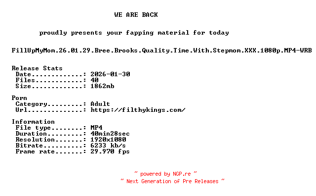 NFO for the release FillUpMyMom.26.01.29.Bree.Brooks.Quality.Time.With.Stepmom.XXX.1080p.MP4-WRB by WRB