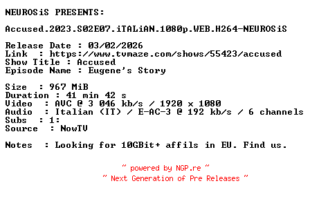 NFO for the release Accused.2023.S02E07.iTALiAN.1080p.WEB.H264-NEUROSiS by NEUROSiS