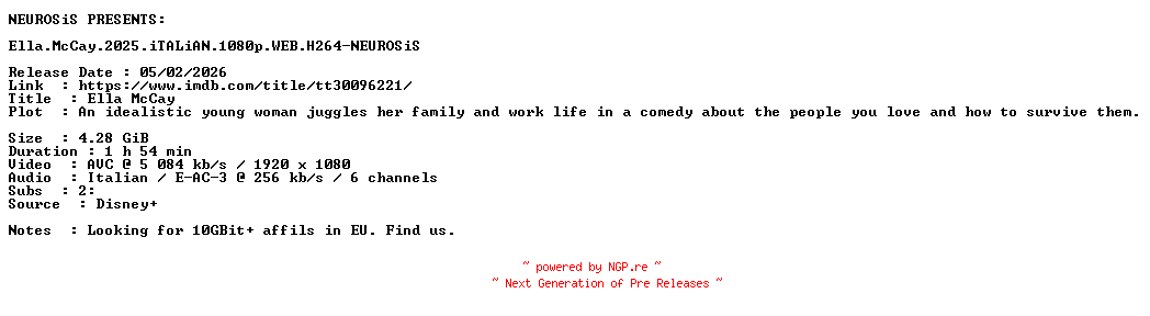 NFO for the release Ella.McCay.2025.iTALiAN.1080p.WEB.H264-NEUROSiS by NEUROSiS