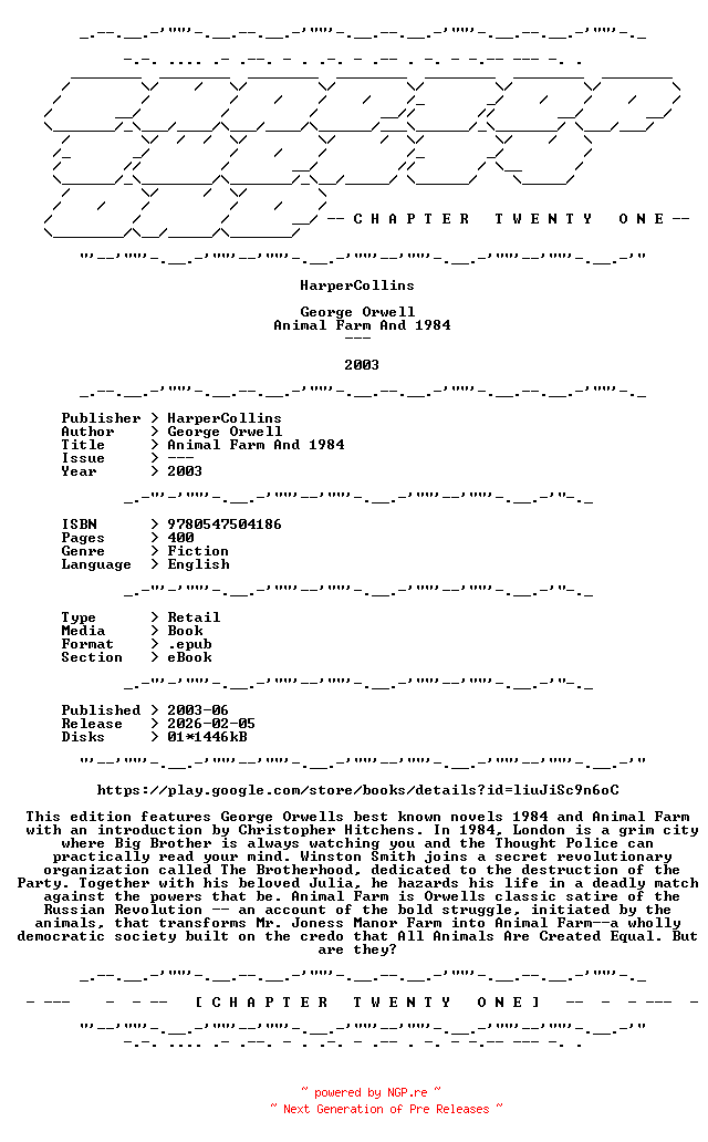 NFO for the release George.Orwell.-.Animal.Farm.And.1984.2003.RETAIL.EPUB.eBook-CTO by CTO