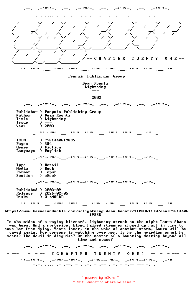 NFO for the release Dean.Koontz.-.Lightning.2003.RETAIL.EPUB.eBook-CTO by CTO