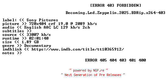 NFO for the release Becoming.Led.Zeppelin.2025.BDRip.x264-403 by 403