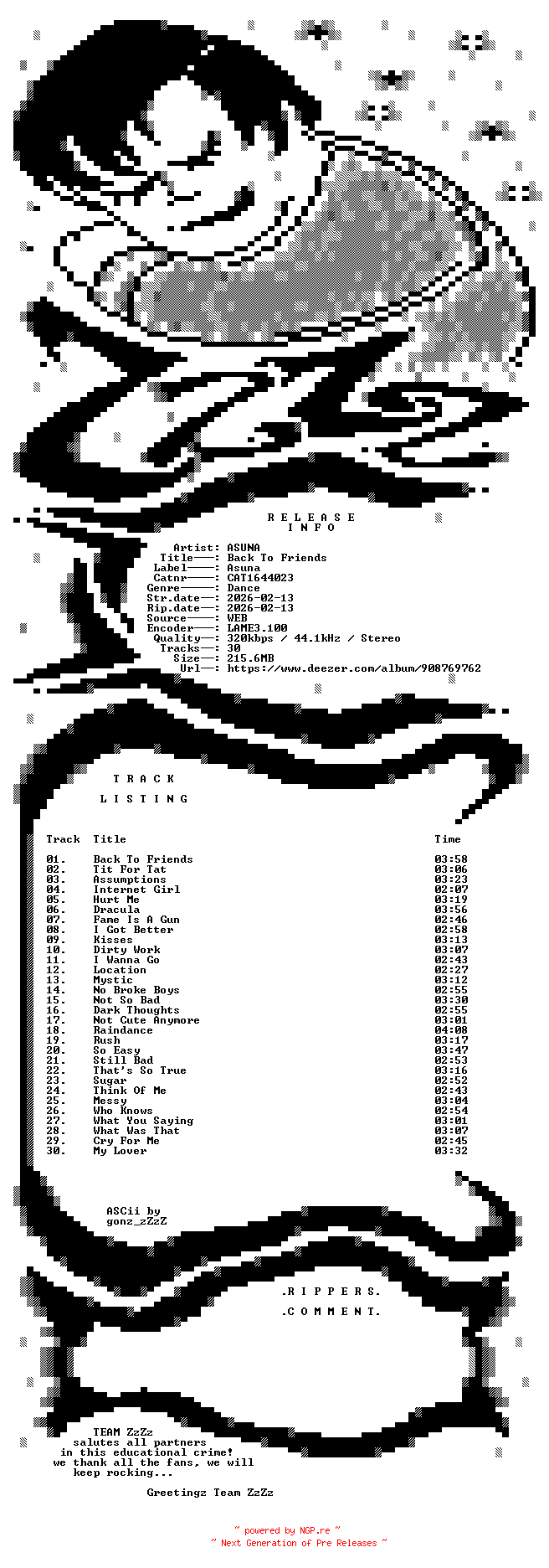 NFO for the release ASUNA_-_Back_To_Friends-(CAT1644023)-WEB-2026-ZzZz by ZzZz