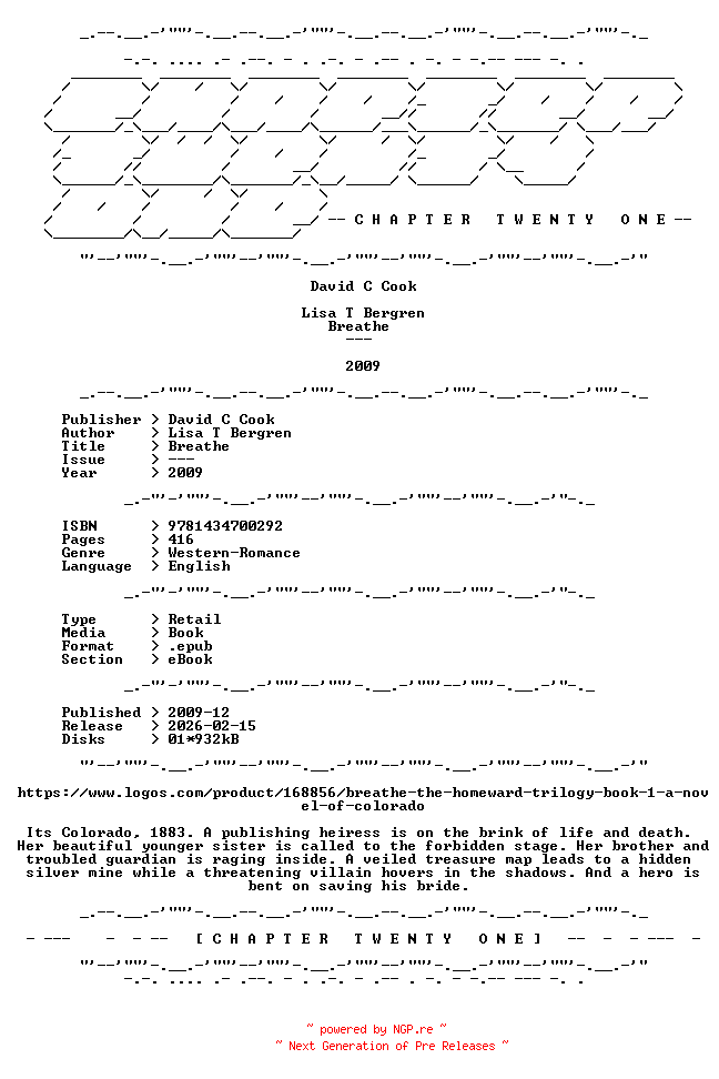 NFO for the release Lisa.T.Bergren.-.Breathe.2009.RETAIL.EPUB.eBook-CTO by CTO